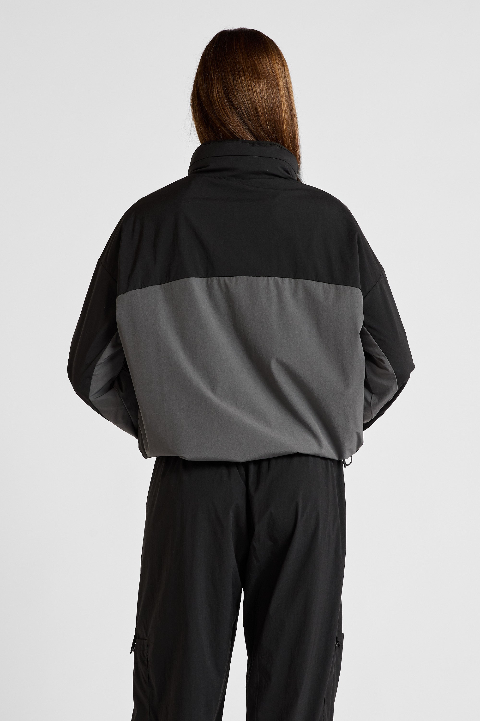Spray Paneled Windbreaker - Black