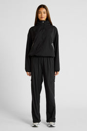 Spray Paneled Windbreaker - Black