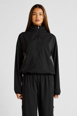 Spray Paneled Windbreaker - Black