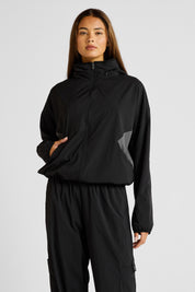 Spray Paneled Windbreaker - Black