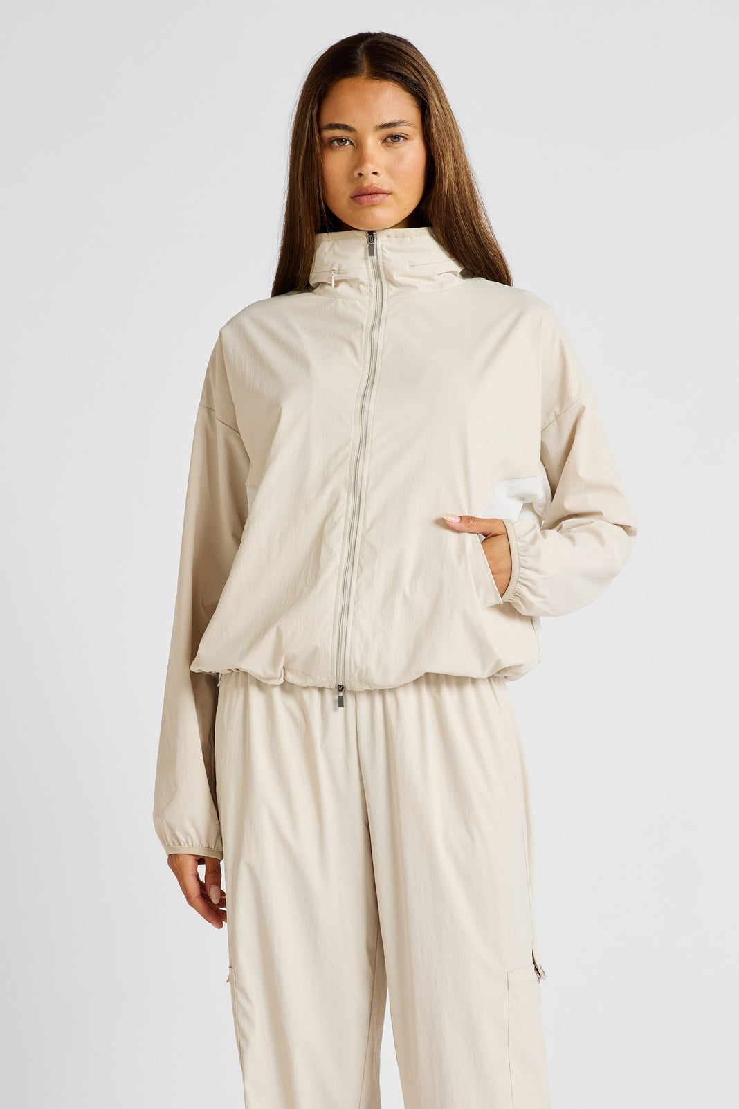ALLFENIX Spray Paneled Windbreaker - Stone