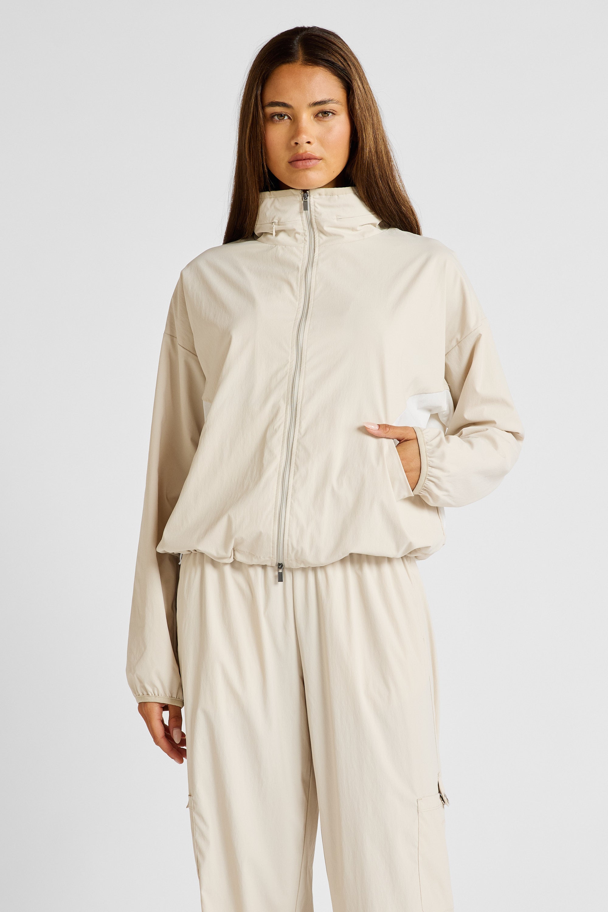 ALLFENIX Spray Paneled Windbreaker - Stone