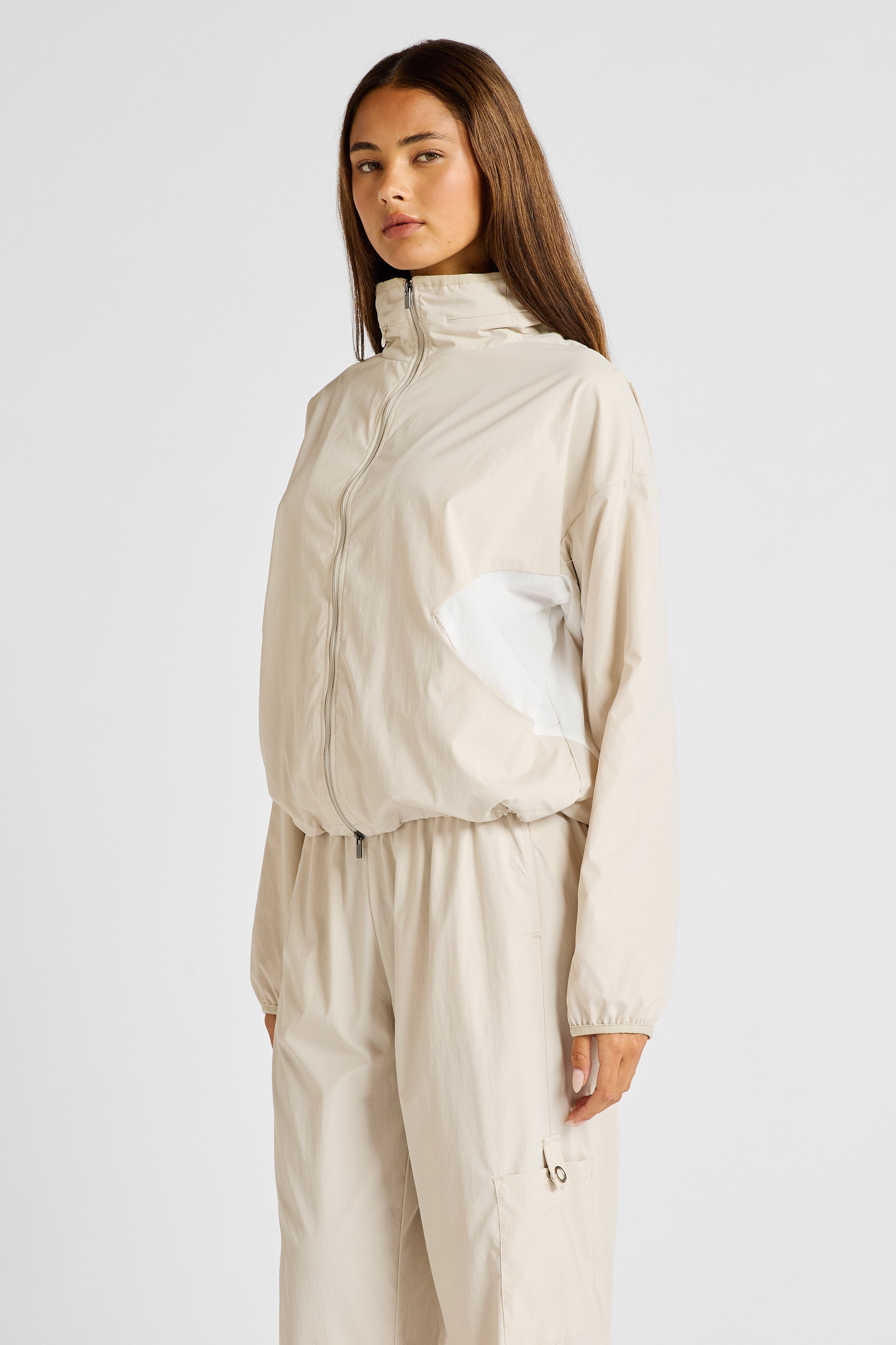 Spray Paneled Windbreaker - Stone