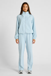 Spray Contrast Piping Windbreaker - Sky Blue and White