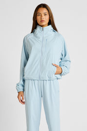 ALLFENIX Spray Contrast Piping Windbreaker - Sky Blue / White