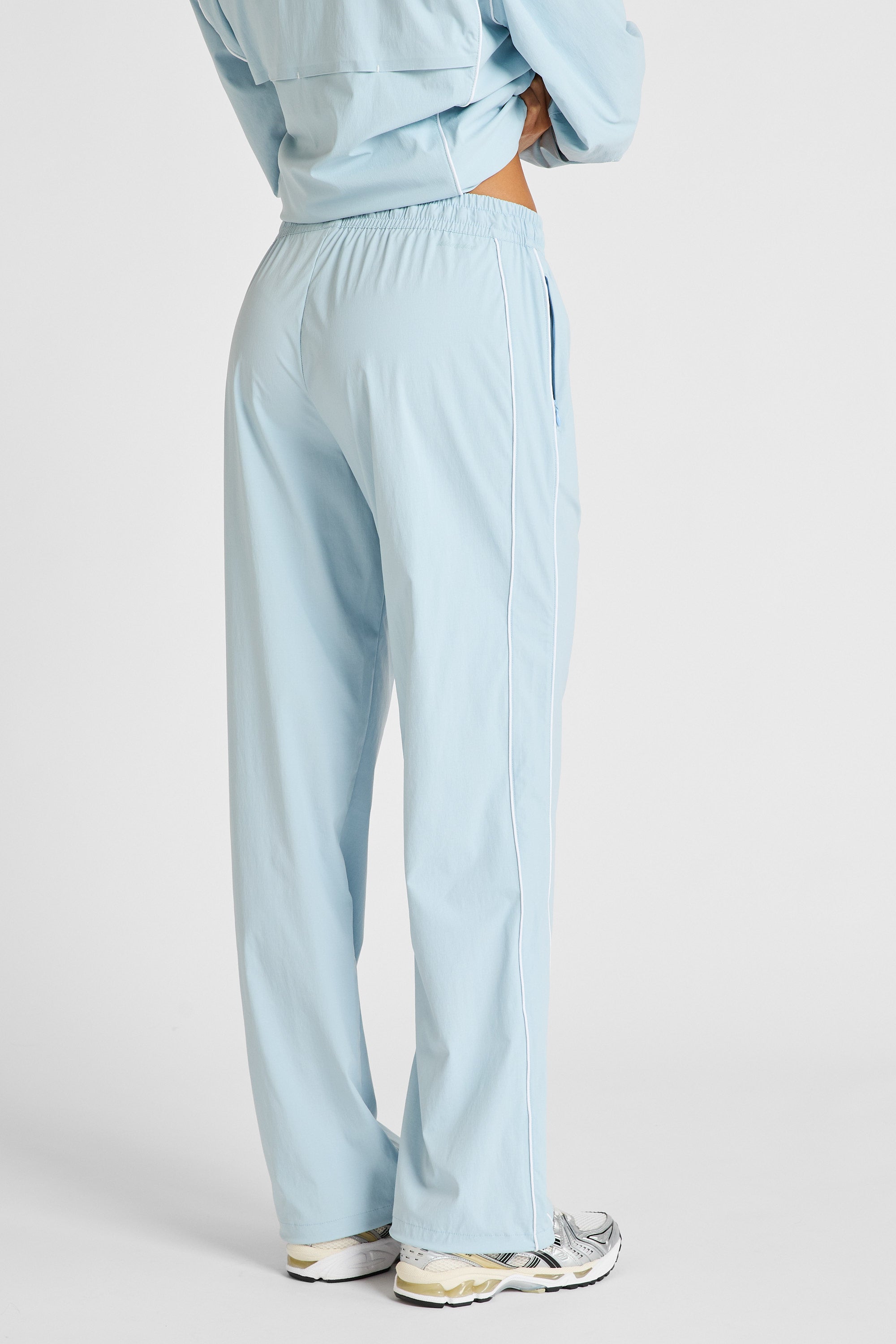 Spray Contrast Piping Wide Leg Pant - Sky Blue and White