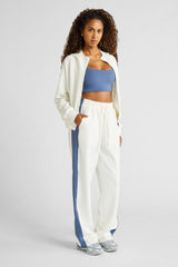 Soft Essentials Contrast Wide Leg Pant - Chalk/Blue Indigo