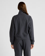 ALLFENIX Micro-Rib 1/2 Zip Cropped Sweater in Charcoal, view 3