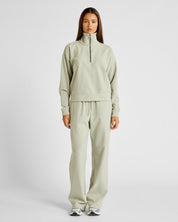 ALLFENIX Micro-Rib 1/2 Zip Cropped Sweater in Seagrass, view 2