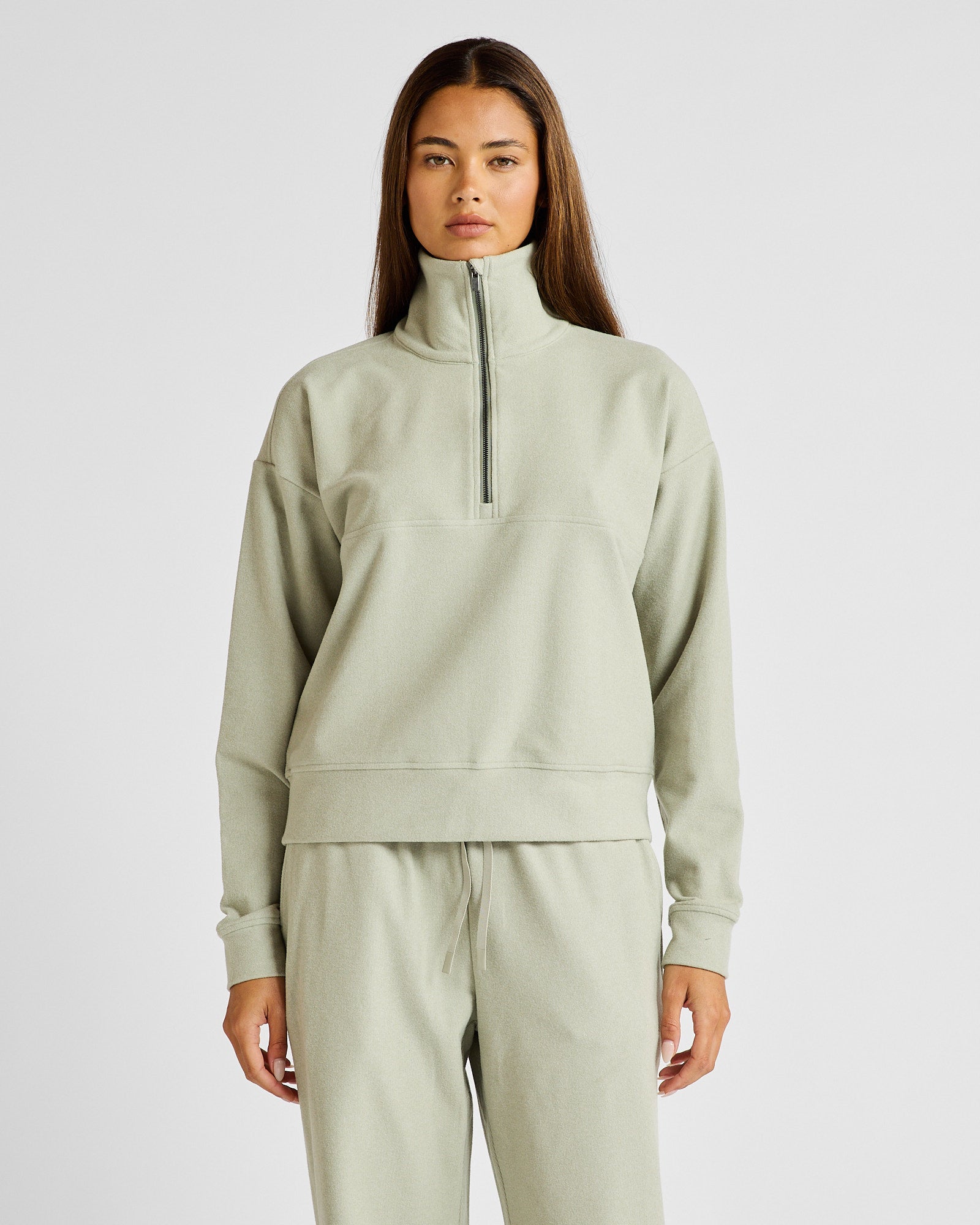2 Zip Cropped Sweater in Seagrass