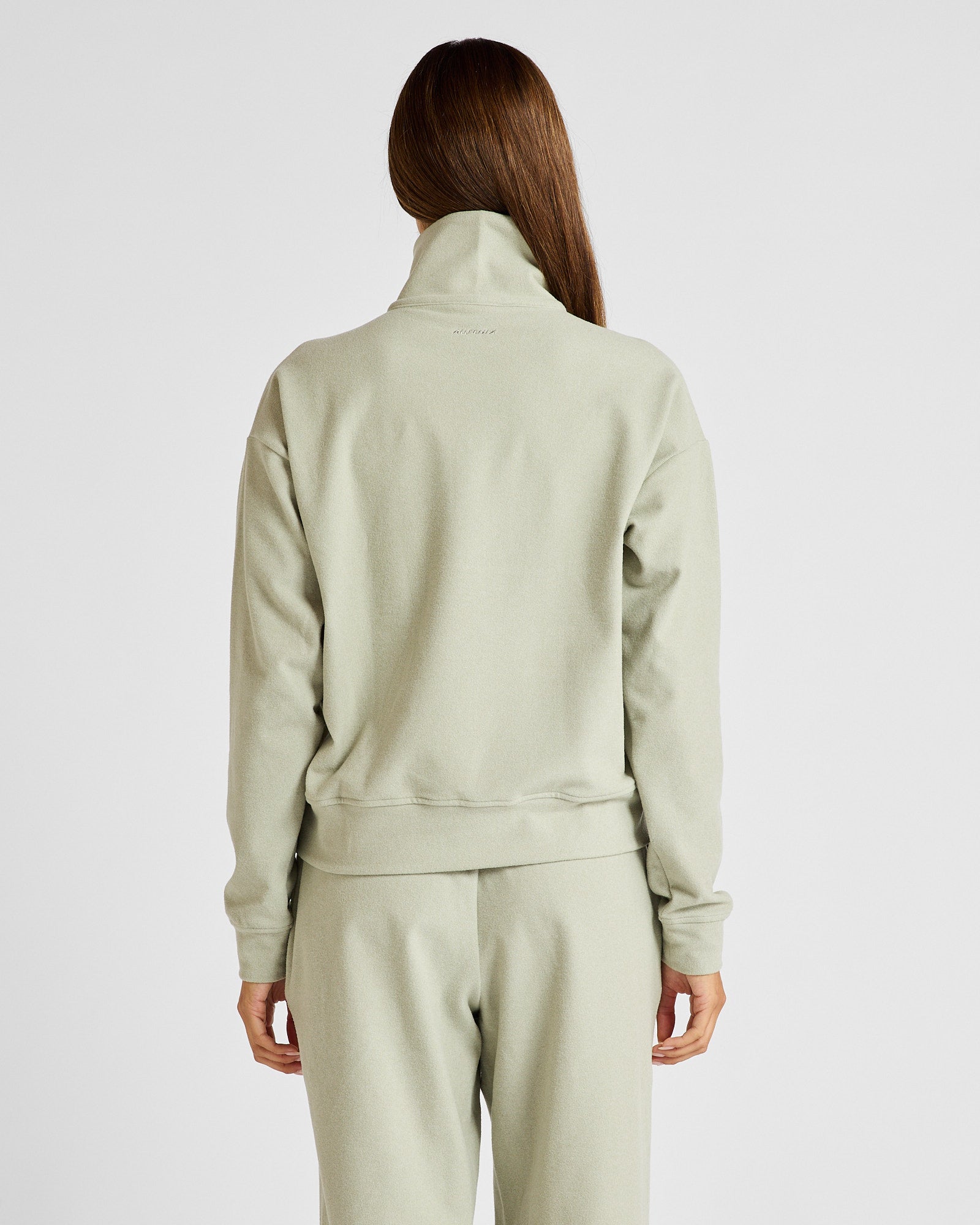 ALLFENIX Micro-Rib 1/2 Zip Cropped Sweater in Seagrass, view 4