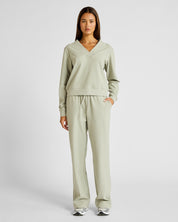 ALLFENIX Micro-Rib V-Neck Cropped Sweater in Seagrass, view 2