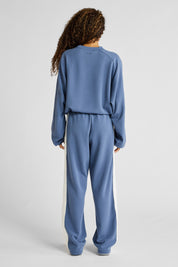 ALLFENIX Soft Essentials Contrast Wide Leg Pant in Blue Indigo and Chalk, view 4