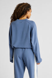 ALLFENIX Soft Essentials Cropped Crew Neck Jumper in Blue Indigo, view 4