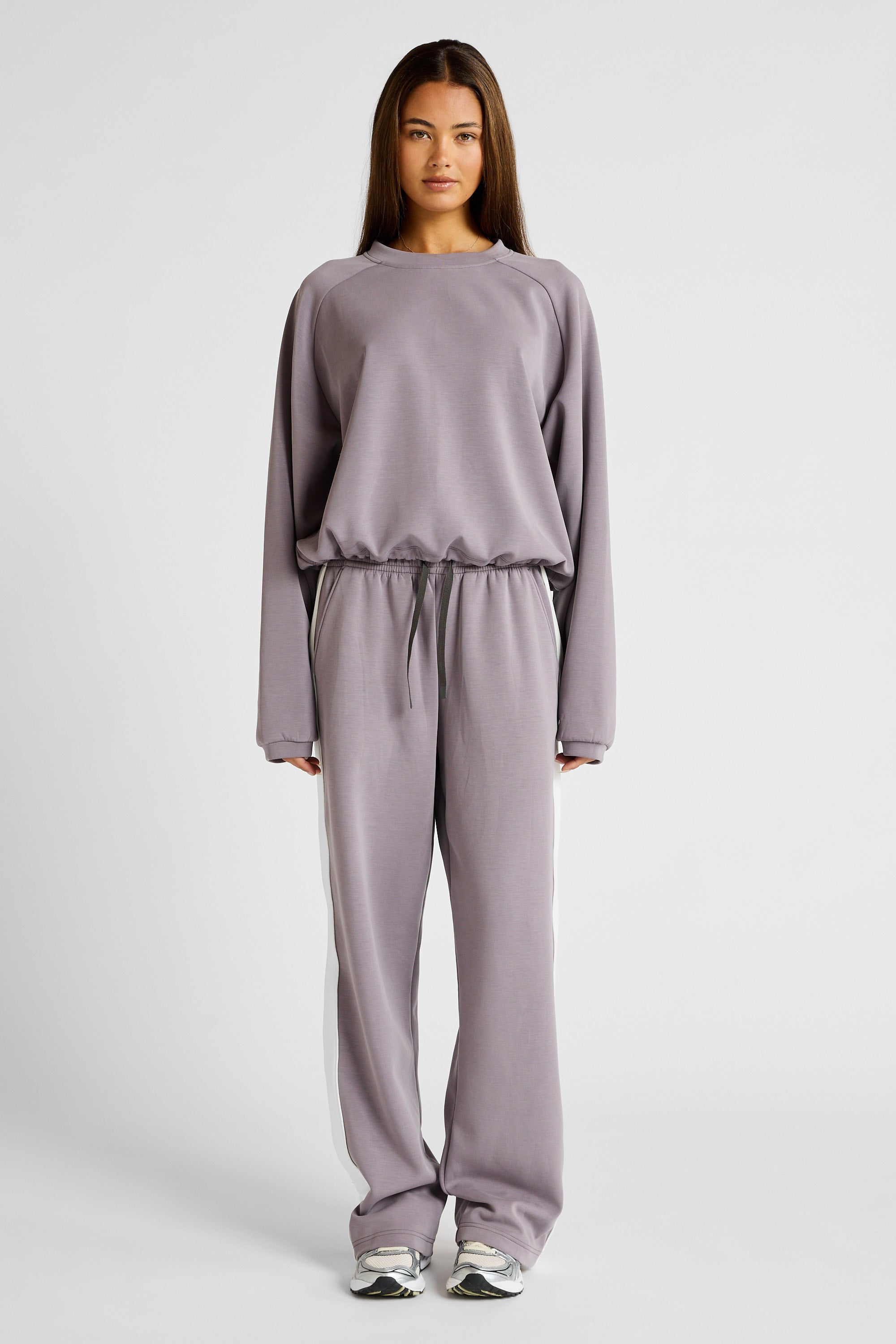 ALLFENIX Soft Essentials Cropped Crew Neck Jumper in Graphite, view 2