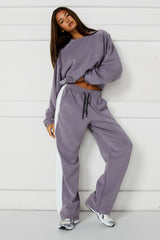 Soft Essentials Cropped Crew Neck Set - Graphite