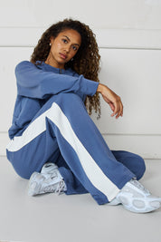 ALLFENIX Soft Essentials Contrast Wide Leg Pant in Blue Indigo and Chalk