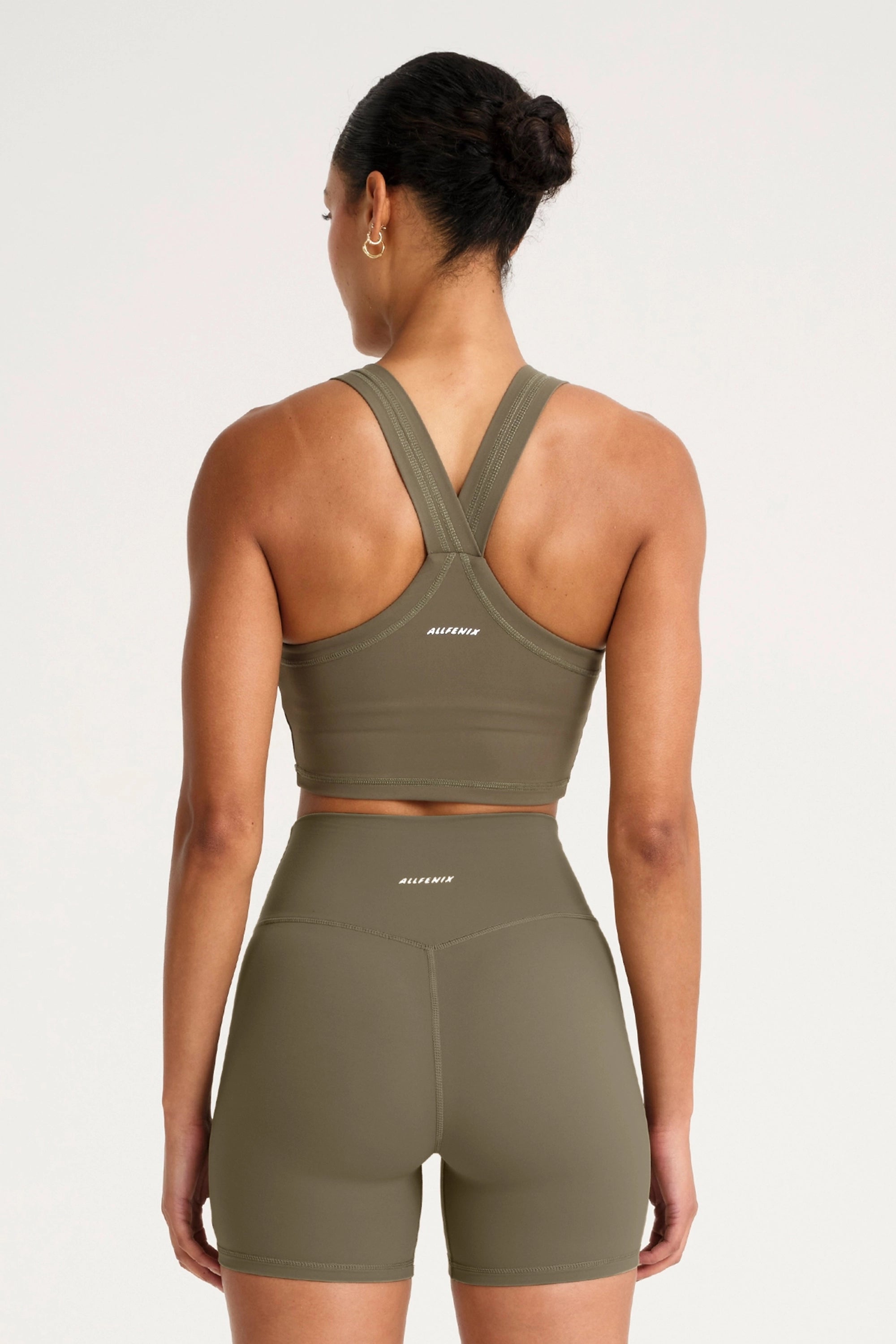 ALLFENIX CloudCore™ High Neck Longline Sports Bra - Olive