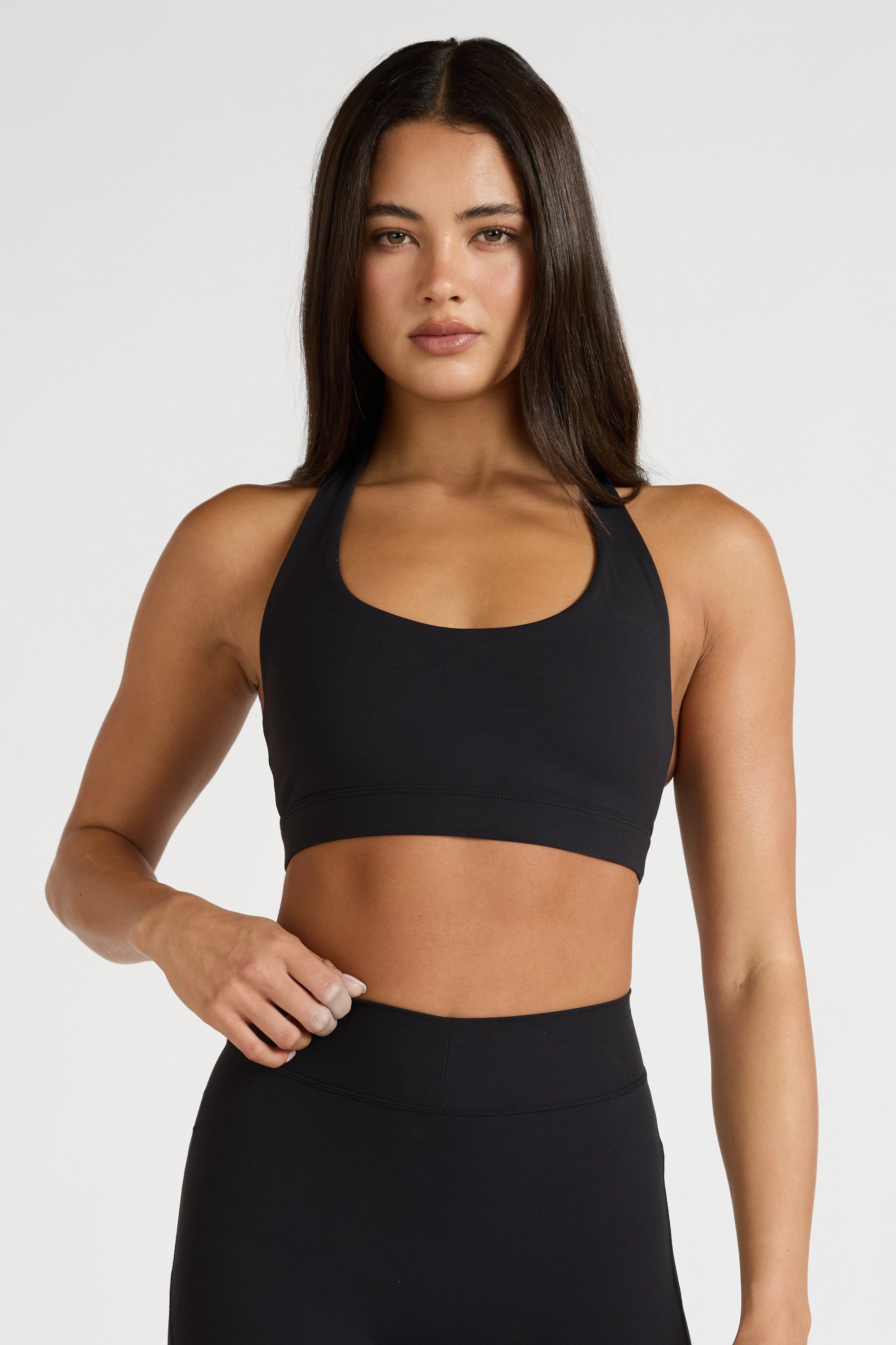 EcoSculpt Halter Sports Bra - Black