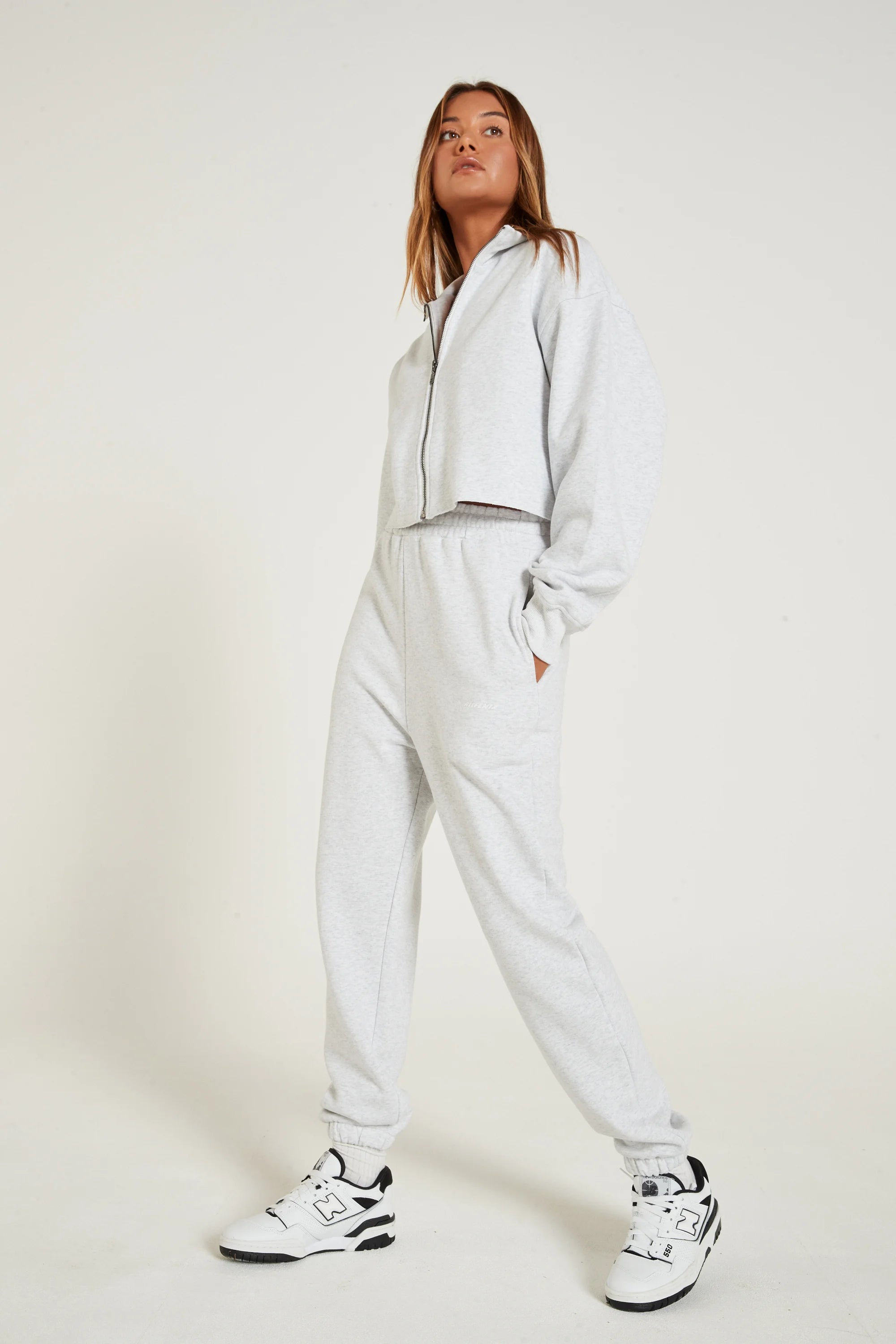 Lily Full Zip Sweater (White Marle)