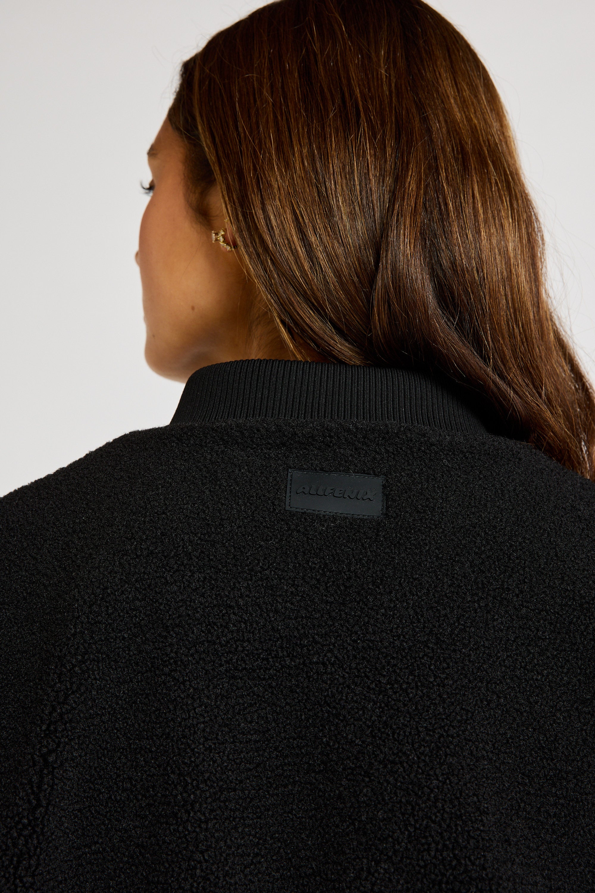 Sherpa Fleece Cropped Jacket - Black