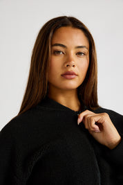 Sherpa Fleece Cropped Jacket - Black