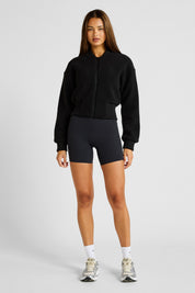 Sherpa Fleece Cropped Jacket - Black