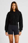 Sherpa Fleece Cropped Jacket - Black