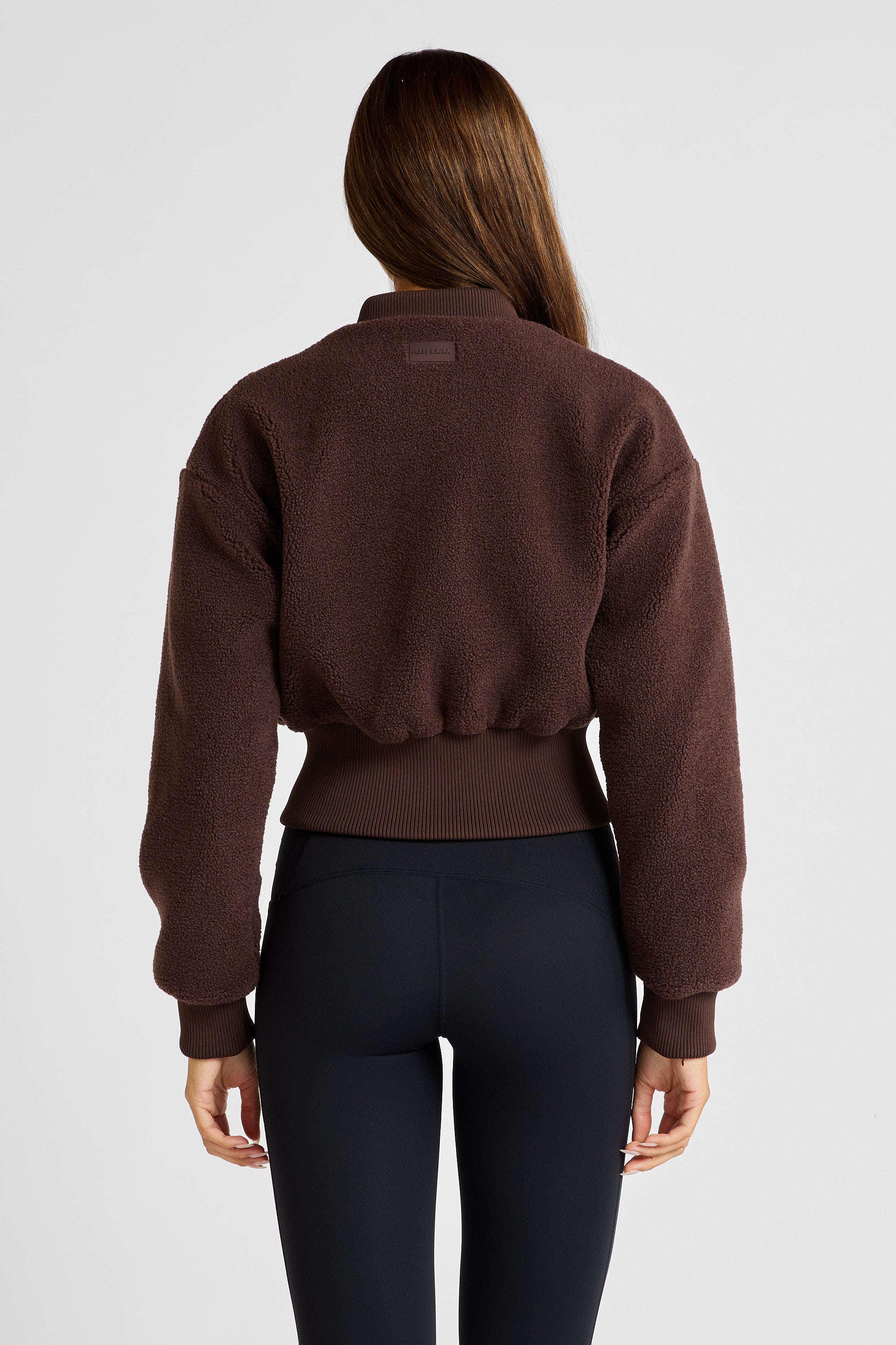 Sherpa Fleece Cropped Jacket - Espresso