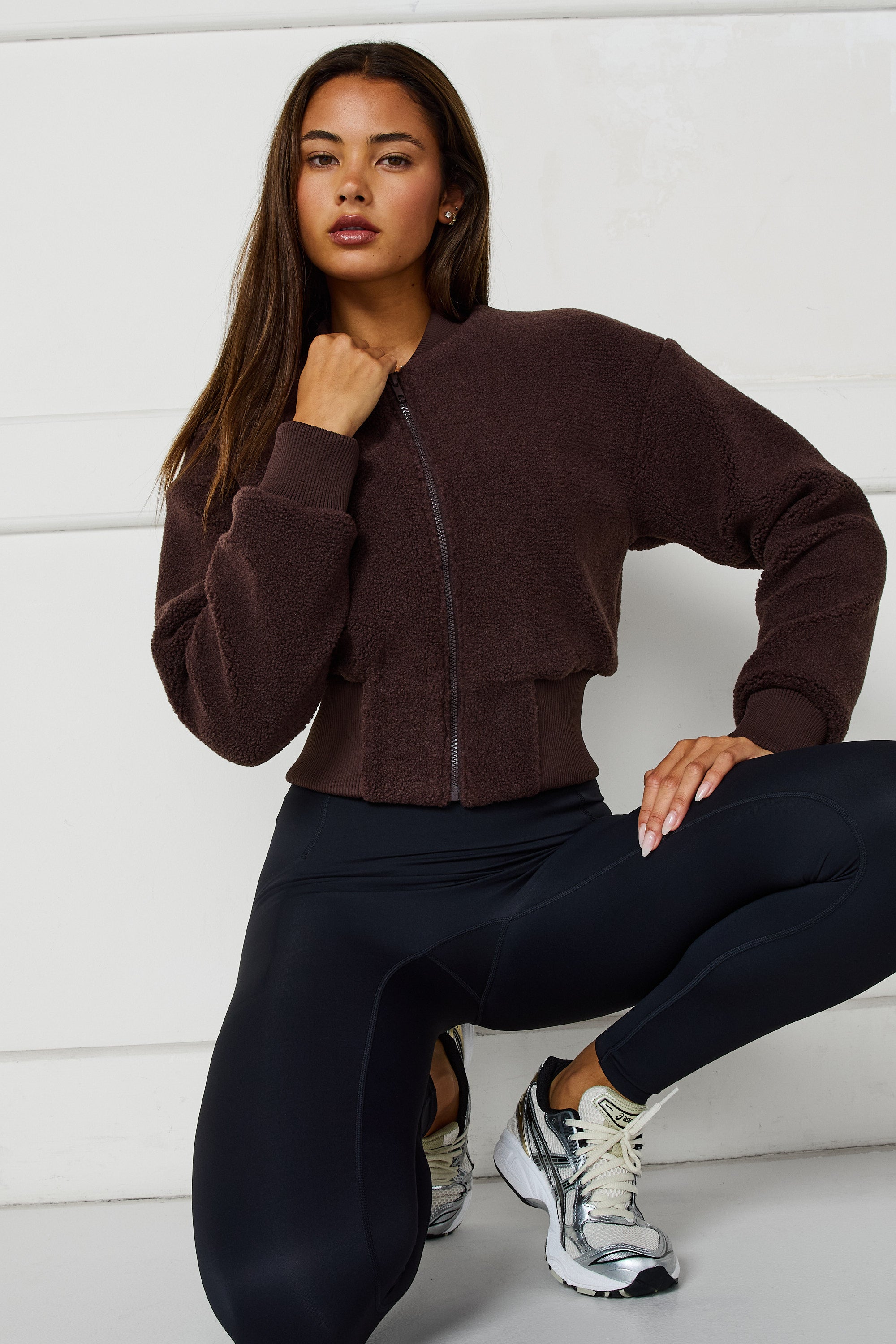 Sherpa Fleece Cropped Jacket - Espresso