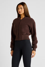 Sherpa Fleece Cropped Jacket - Espresso