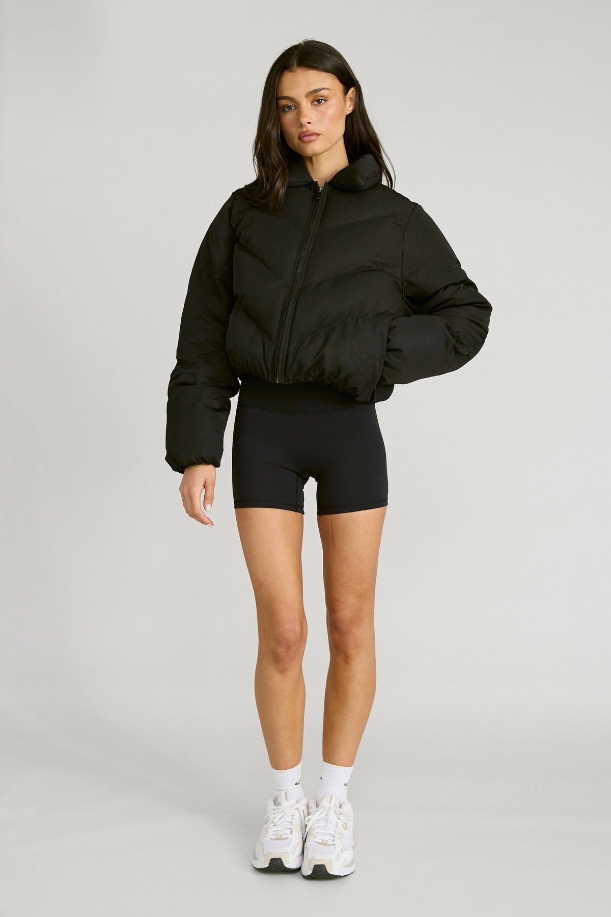 ALLFENIX Cropped Puffer Jacket - Black