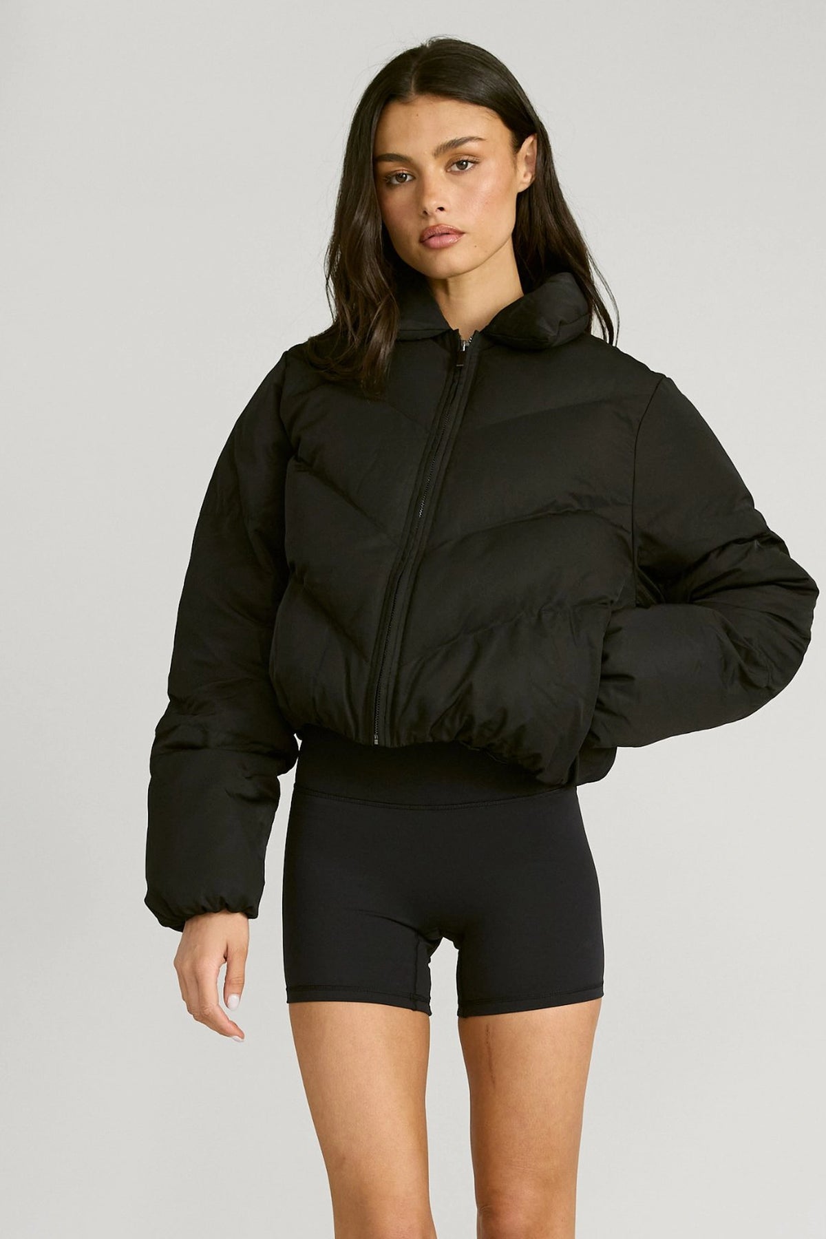 ALLFENIX Cropped Puffer Jacket - Black