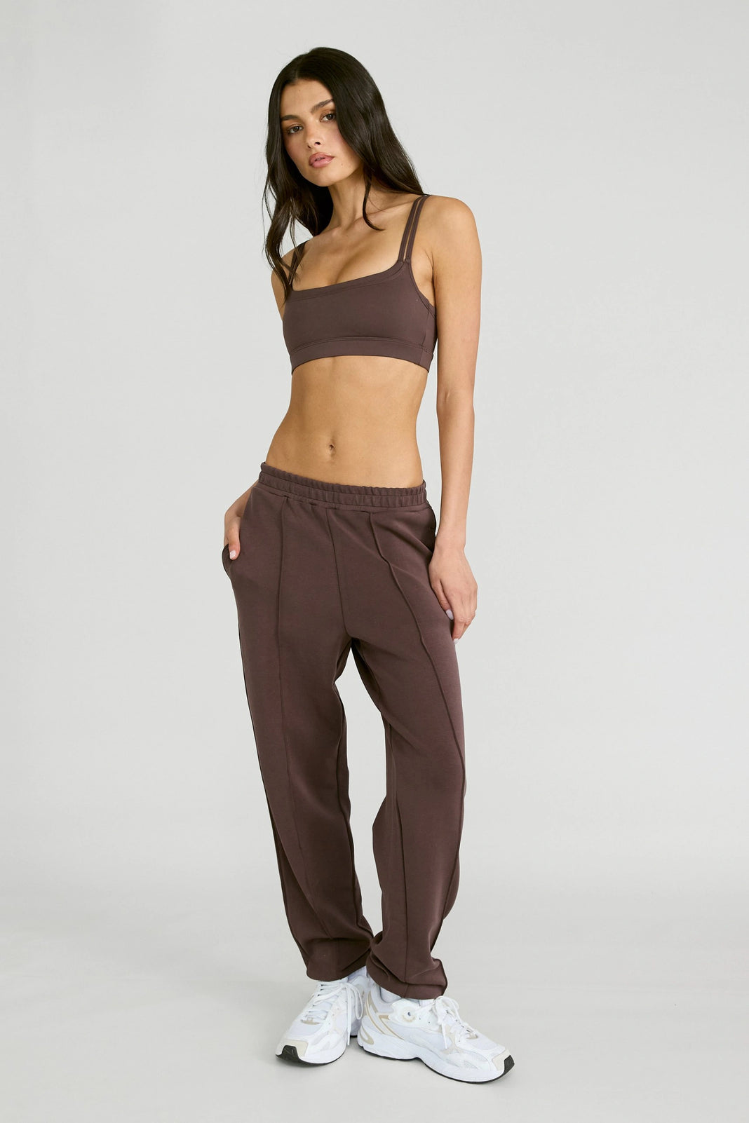 Soft Luxury Cuffed Track Pant - Espresso