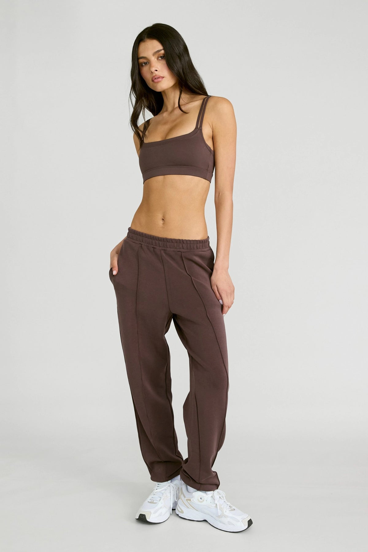 Soft Luxury Cuffed Track Pant - Espresso