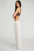 ALLFENIX Soft Luxury Pin Tuck Wide Leg Track Pant - Stone
