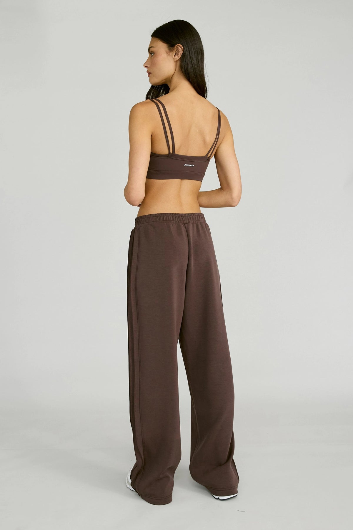 Soft Luxury Pin Tuck Wide Leg Track Pant - Espresso