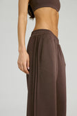 Soft Luxury Pin Tuck Wide Leg Track Pant - Espresso