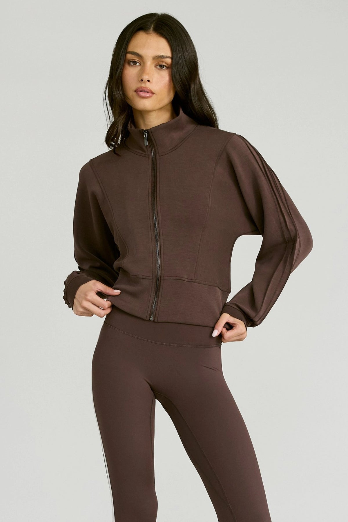 Soft Luxury Panel Full Zip Jacket - Espresso