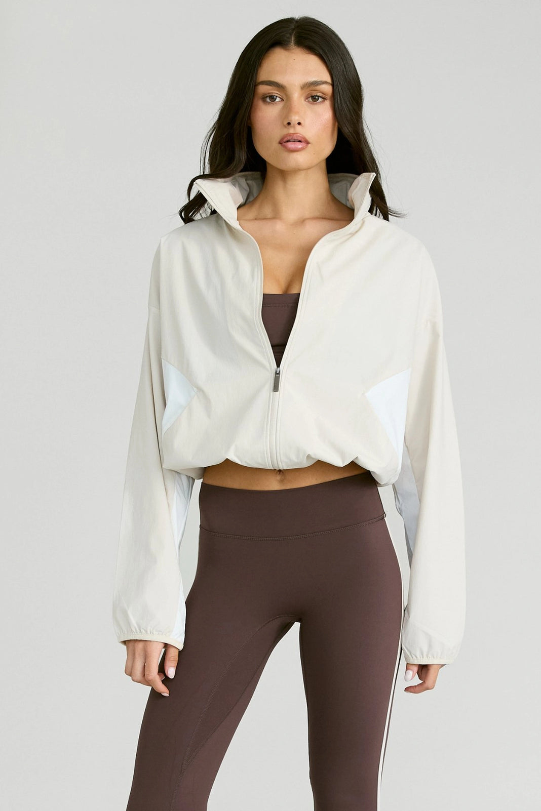 Spray Paneled Windbreaker - Stone