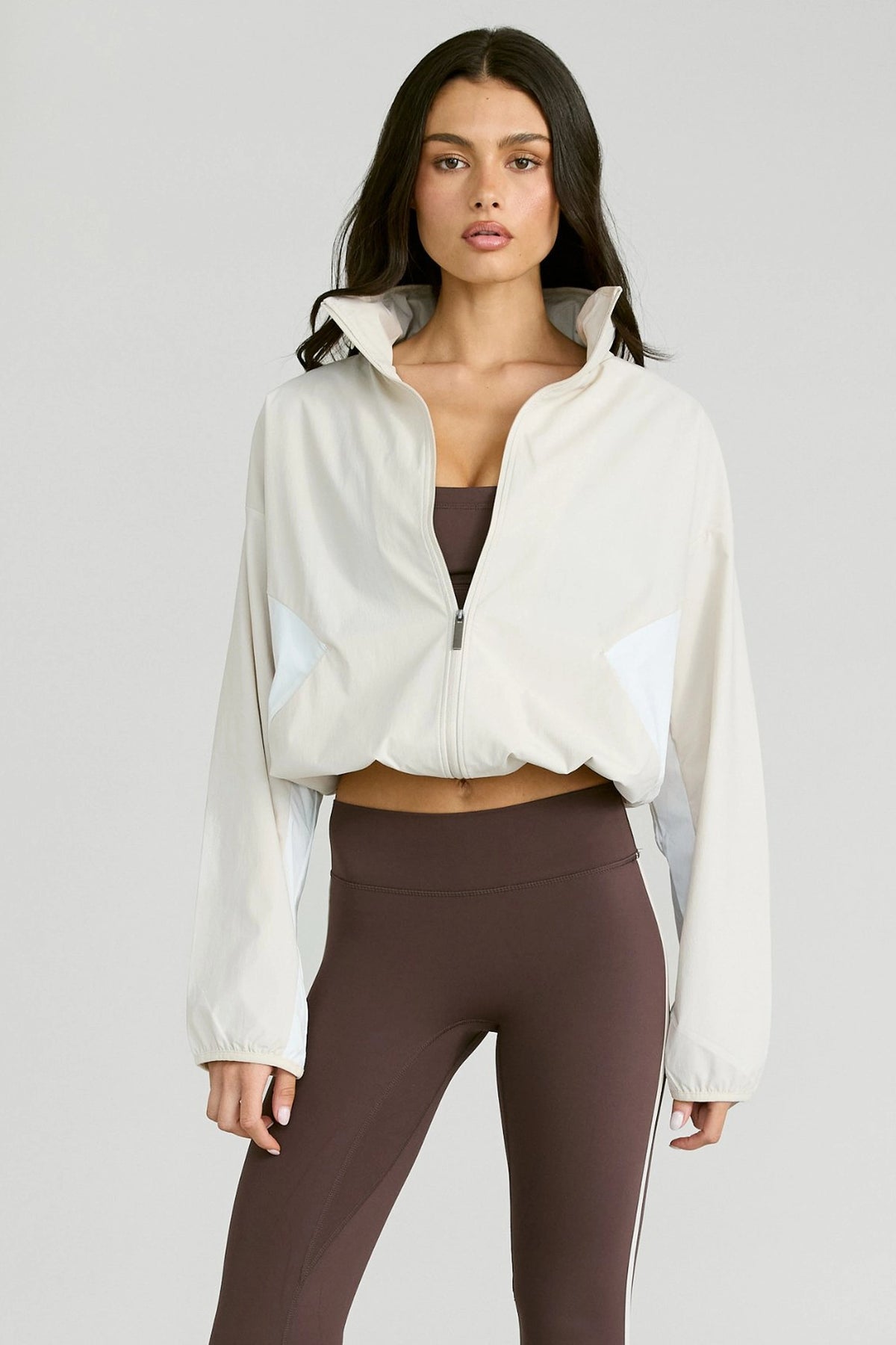 Spray Paneled Windbreaker - Stone