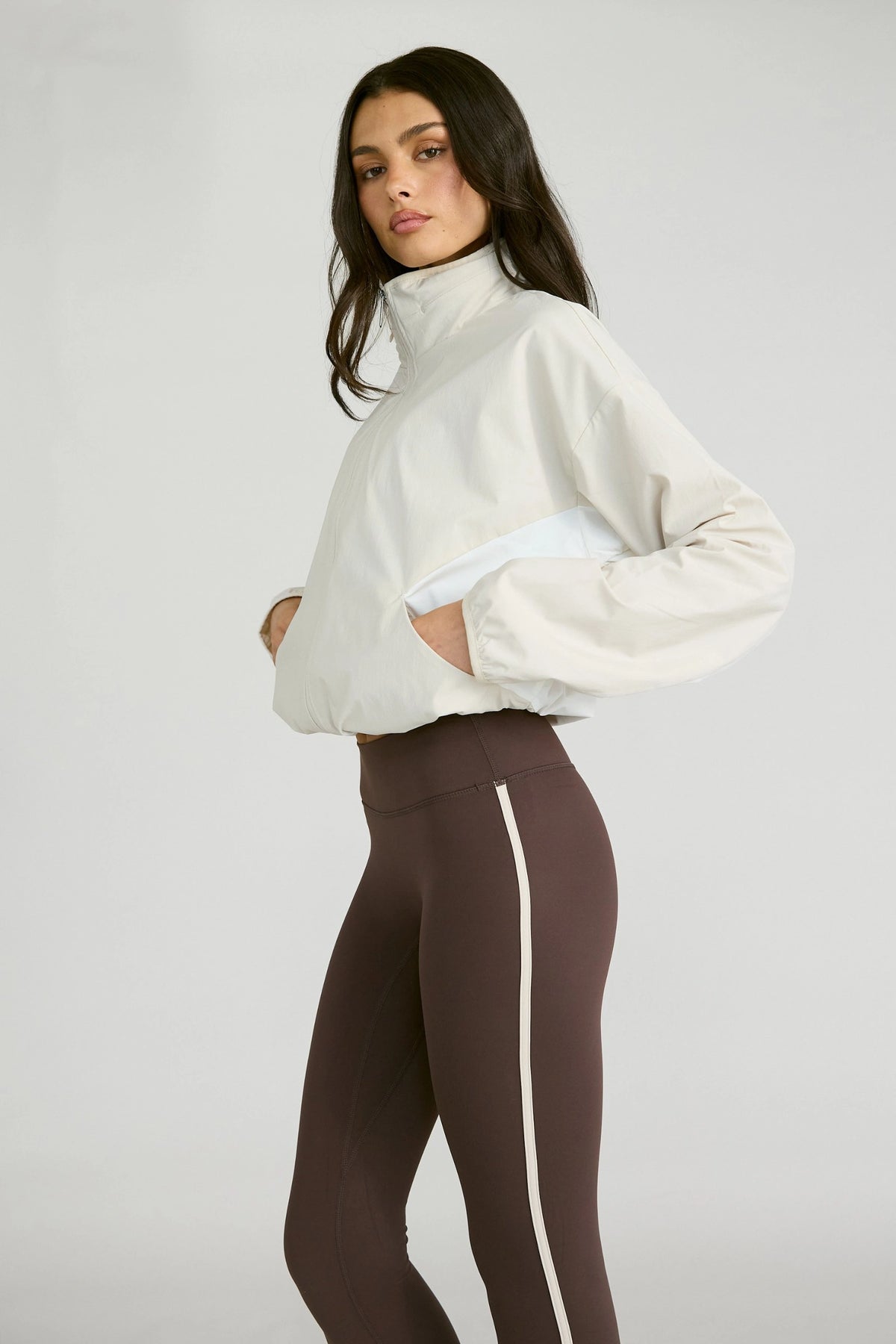 Spray Paneled Windbreaker - Stone