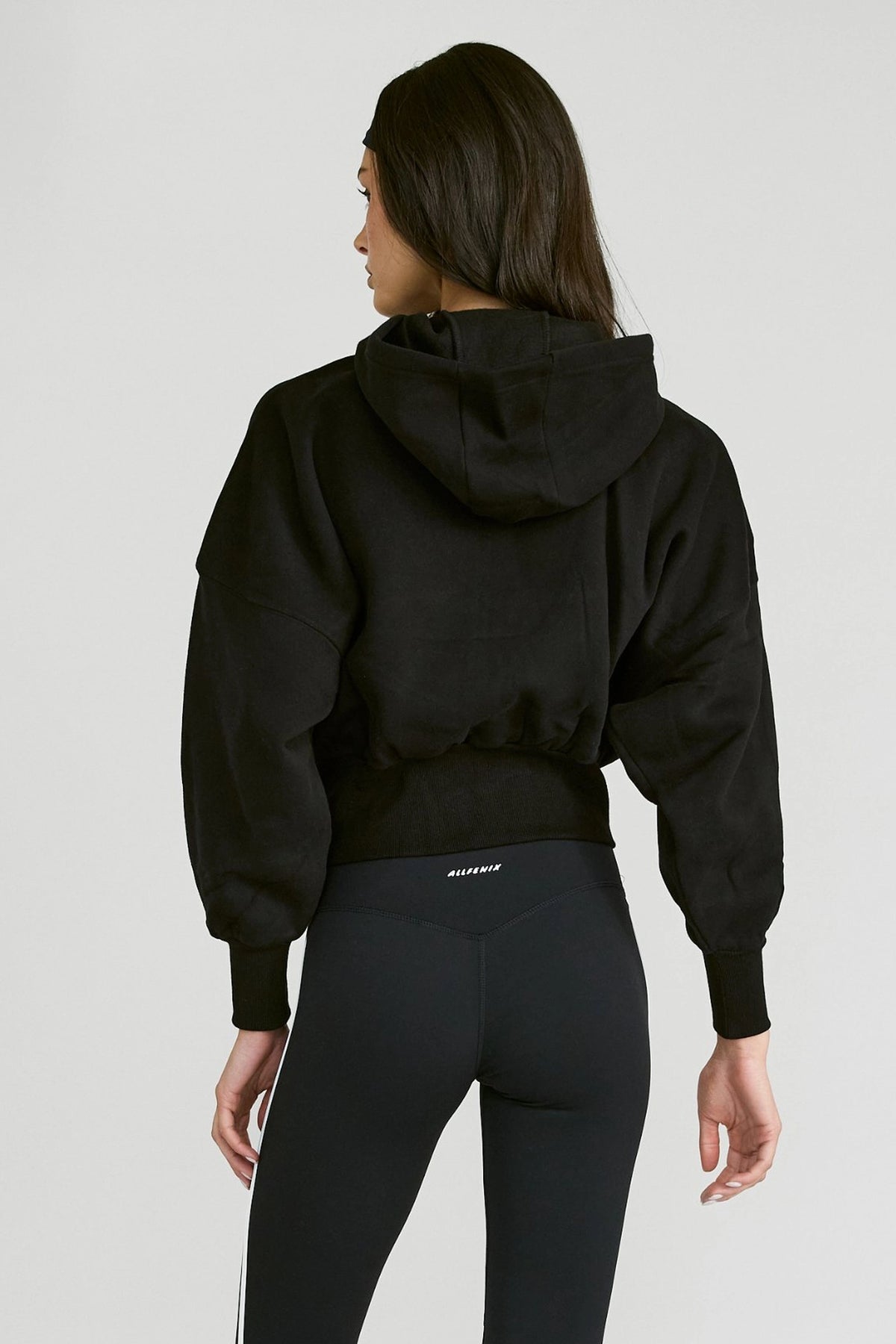 Cropped Zip Hoodie - Black