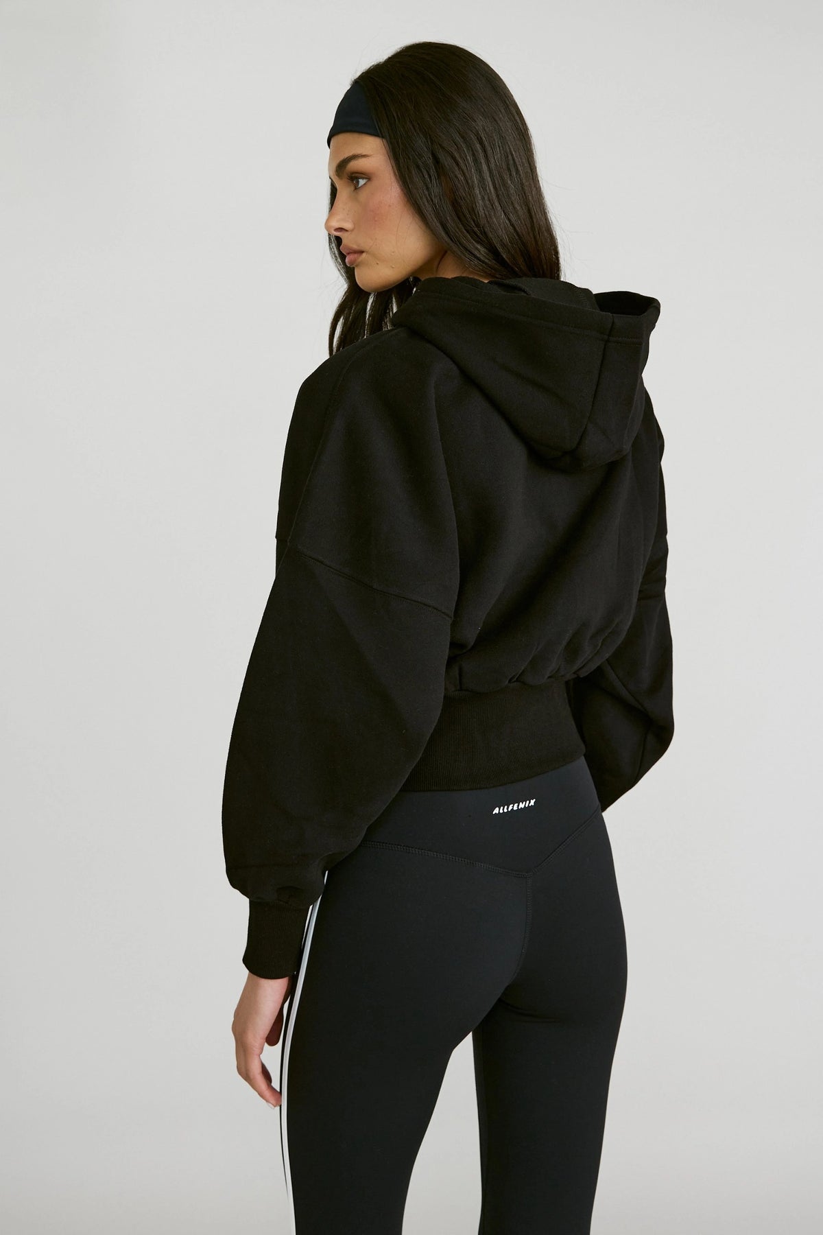 Cropped Zip Hoodie - Black