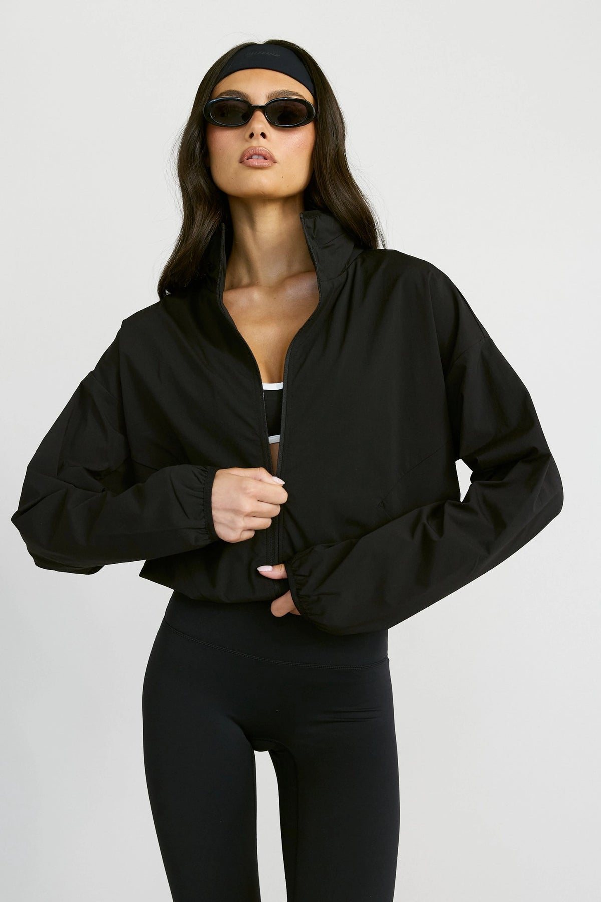 Spray Paneled Windbreaker - Black