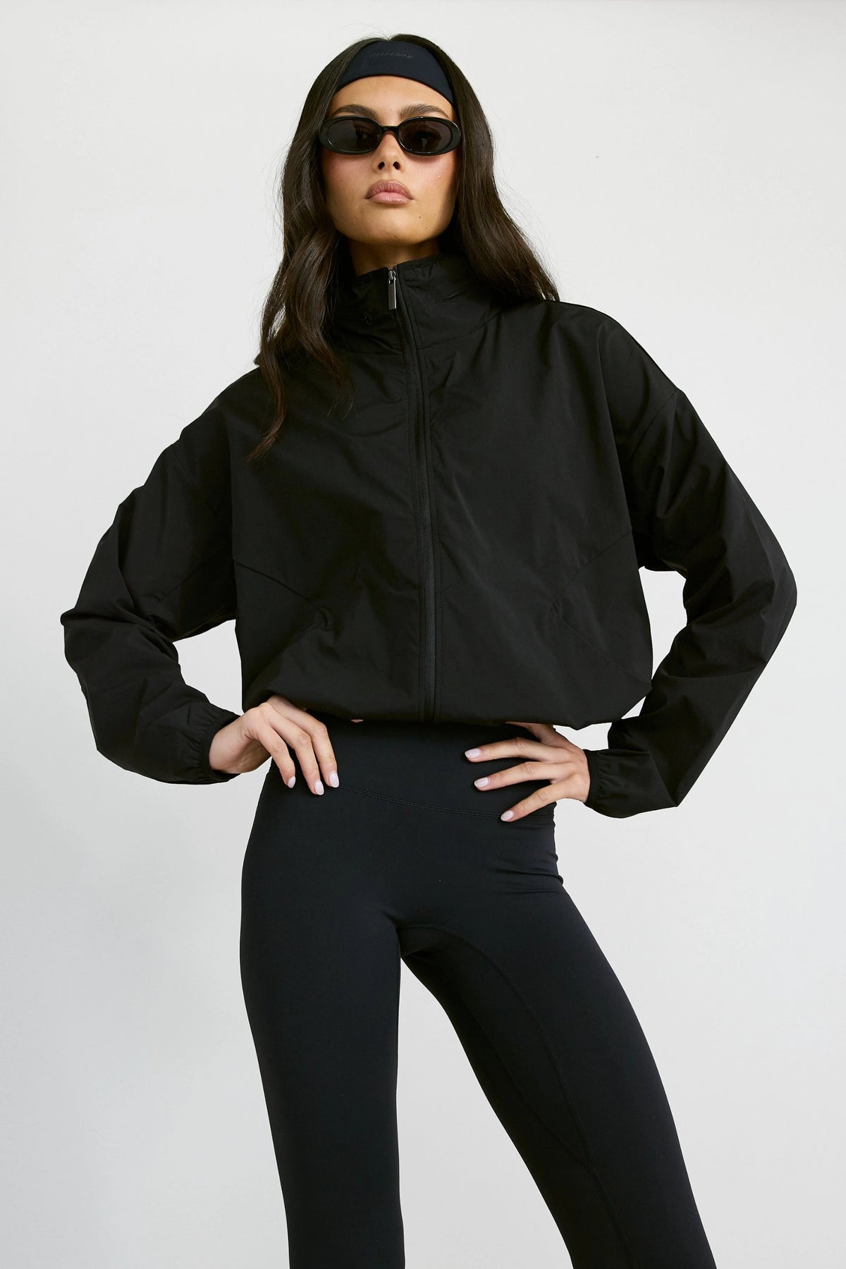 Spray Paneled Windbreaker - Black