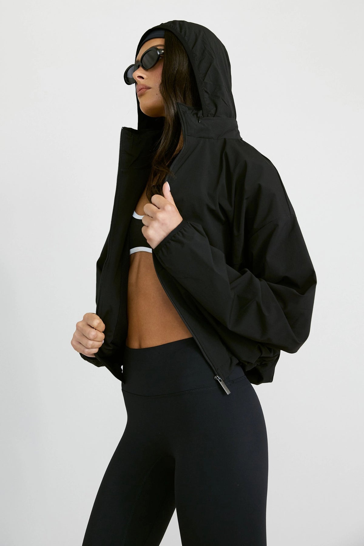 Spray Paneled Windbreaker - Black