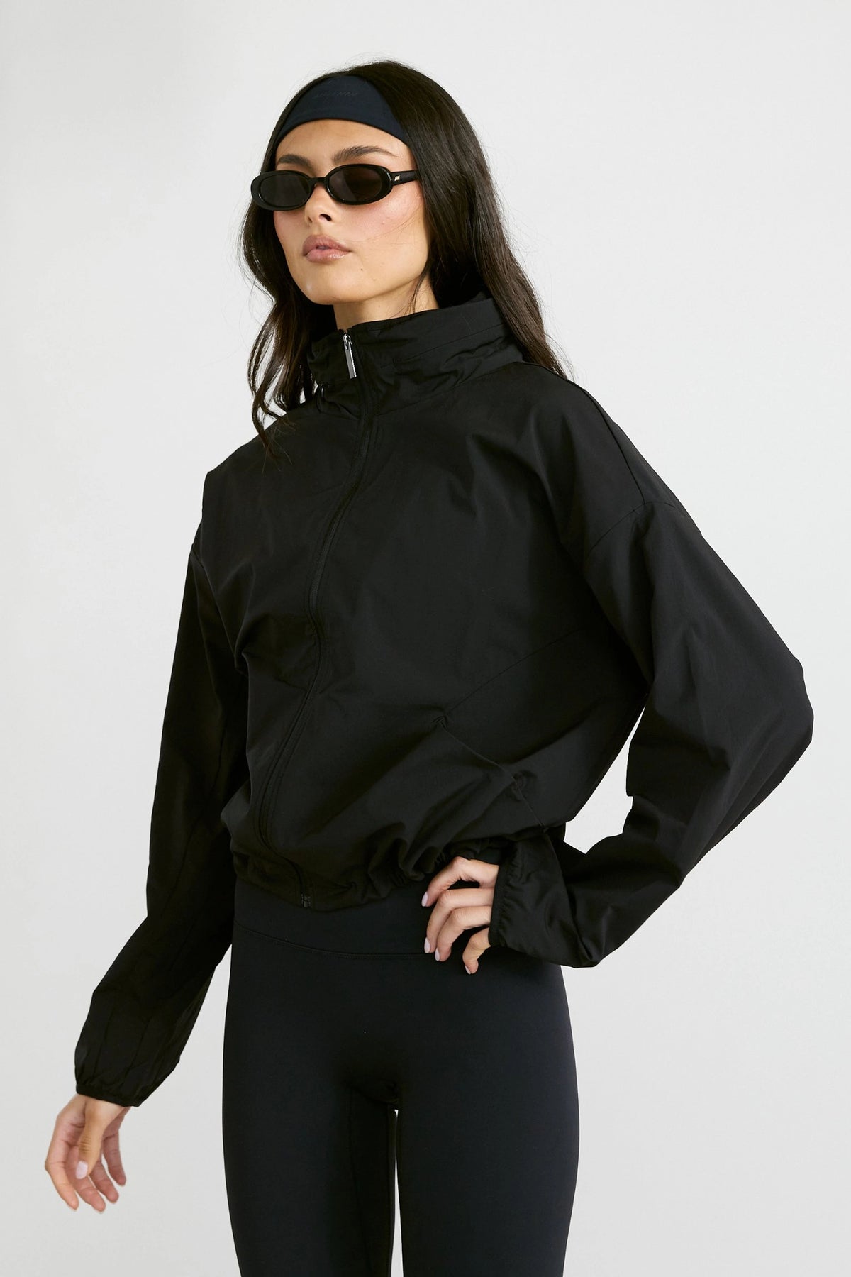 Spray Paneled Windbreaker - Black
