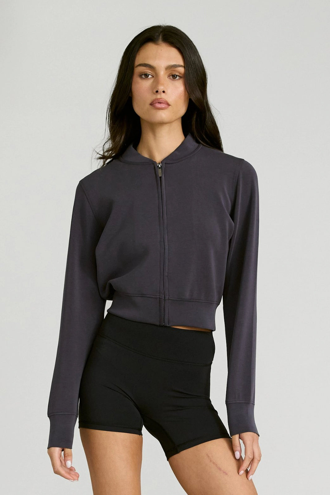 Soft Luxury Full Zip Jumper - Charcoal