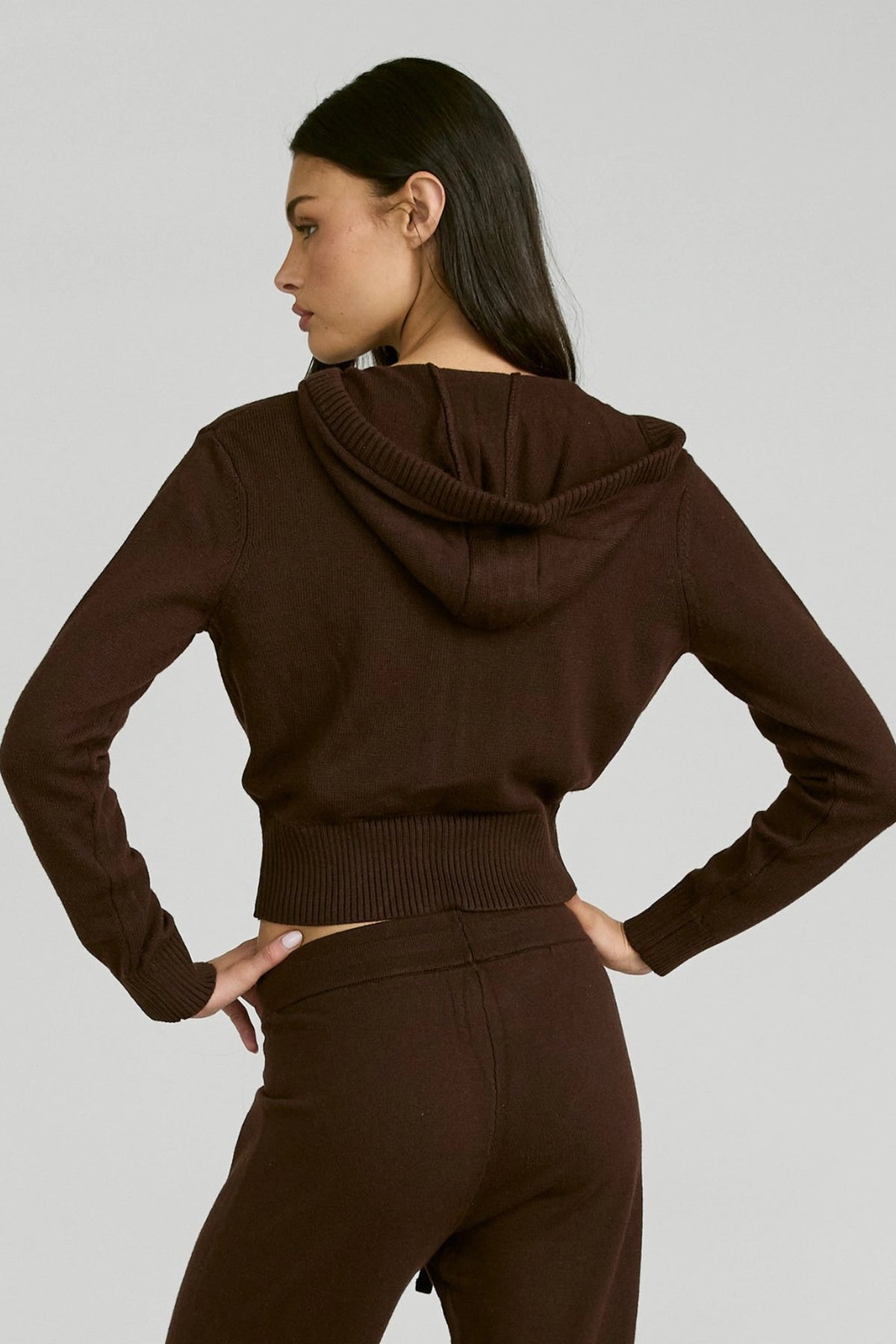 Two Way Knit Hoodie - Espresso